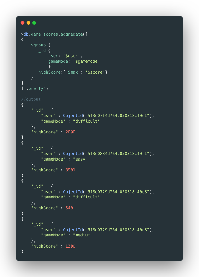 $max operator in $group example